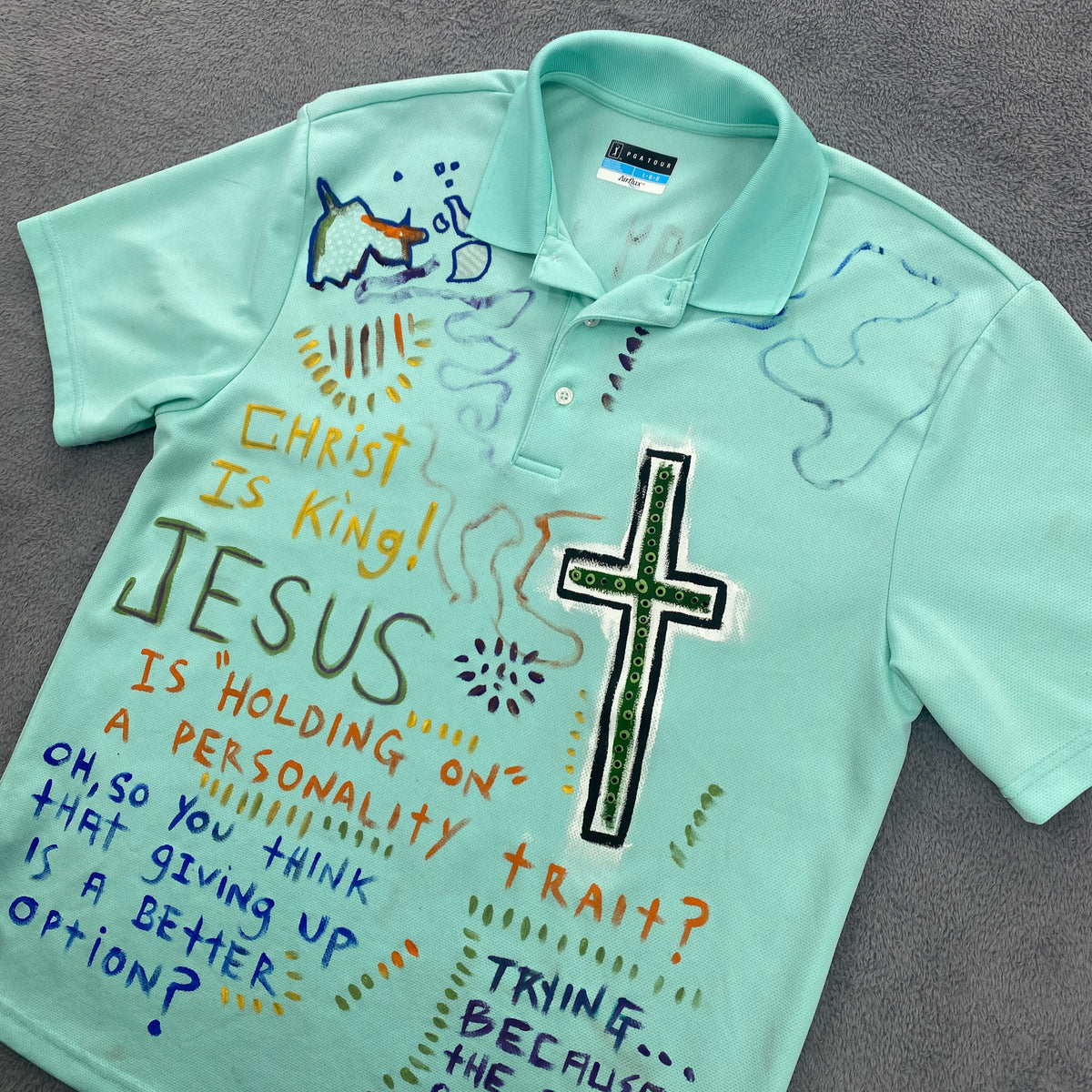 PGA Tour Polo Shirt, Men’s Large, Mint Green, One of a Kind